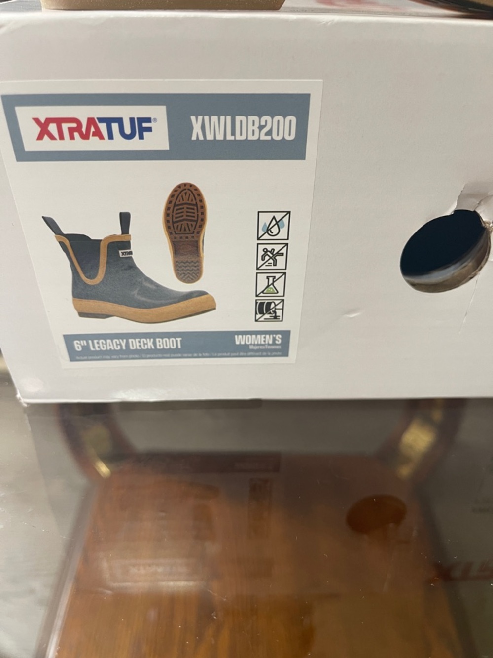 XTRATUF Women's 6" Legacy Deck Boot - Gray with Tan Trim